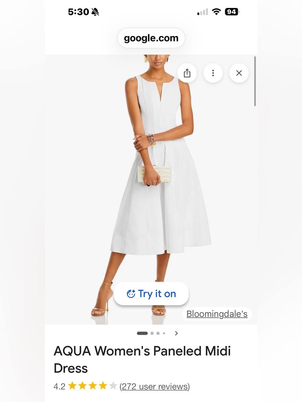 Aqua Sleeveless White paneled mini  Dress